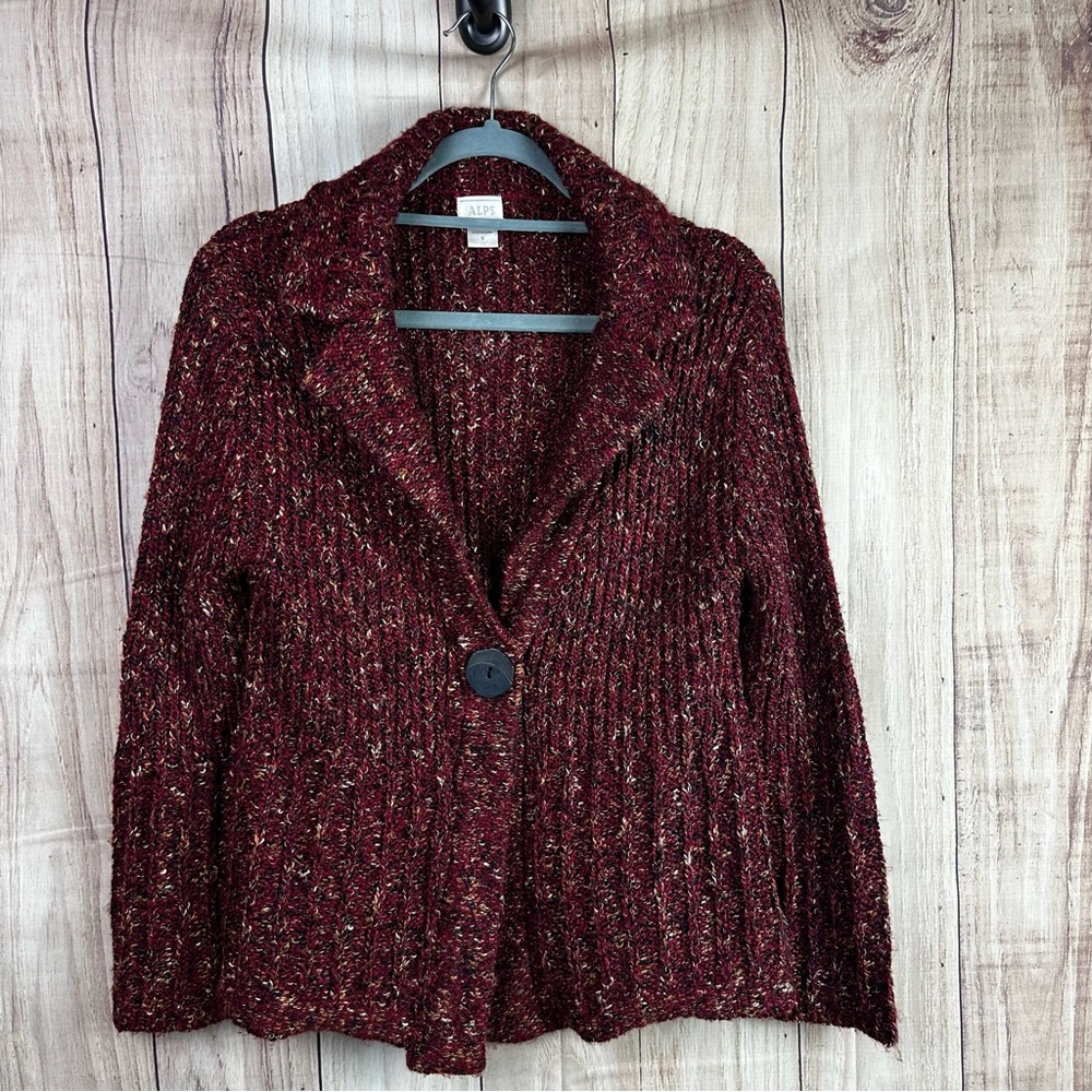 Vintage ALPS Burgundy Sweater Cardigan